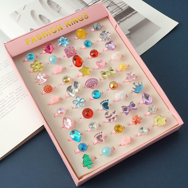 Kids' Faux Diamond Crystal Cartoon Gem Ring Set - Kindergarten Gift