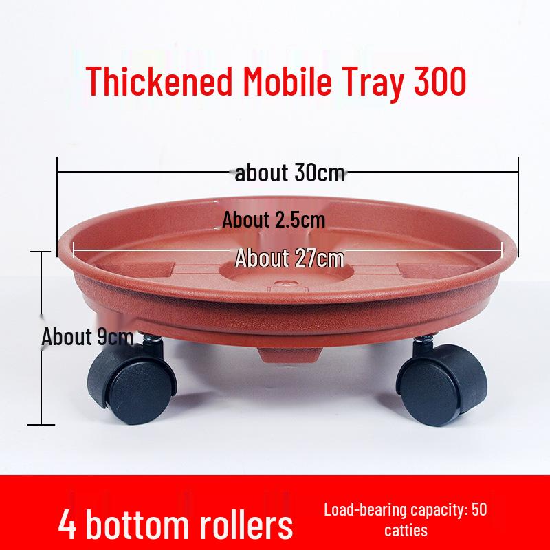 Rolling Plant Tray with Thickened Base: Durable Plastic Mobile Chassis for Large Pots with Universal Wheels