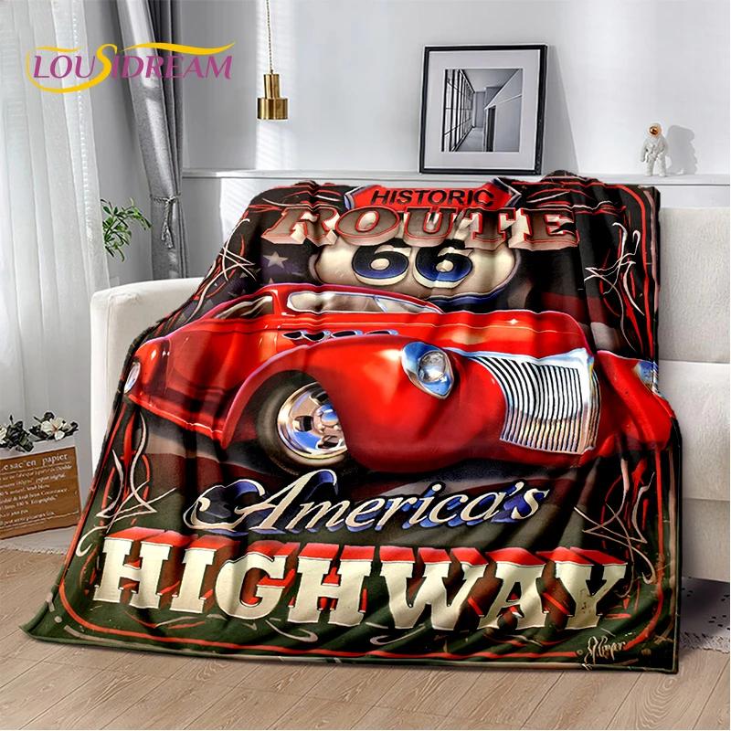 Retro Amerika Historische Route 66,Mother Road,mãe Estrada Deken,Zachte Worpdeken voor Thuis Slaapkamer Bed Sofa Picknick Kind Cadeau