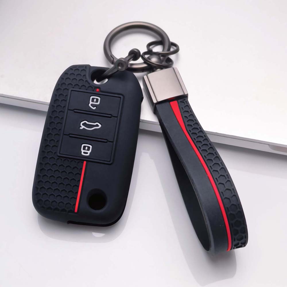 

Silicone Key Cover With keychain For MG ZS HS MG5 MG6 MG3 For Roewe RX5 RX3 I5 3 Button Flip Remote Key Fob Protector чорний