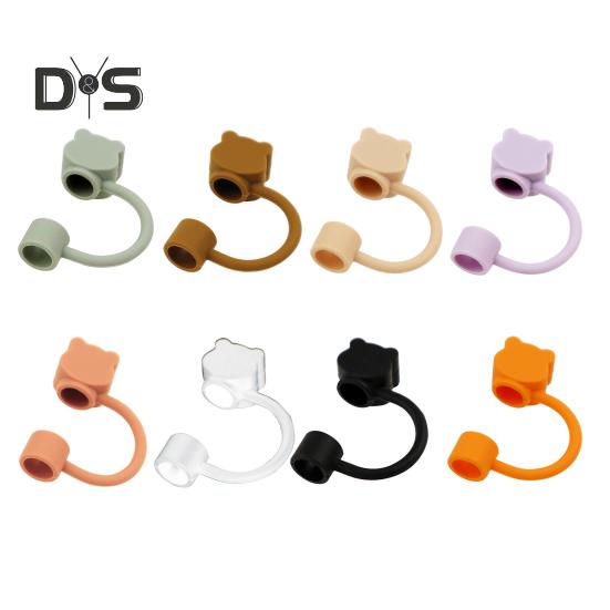 2/8 ks Silikonové krytky na brčka pro 40oz kelímky, opakovaně použitelné, design ve tvaru medvídka, chrániče konců brček, víčka, prachovka pro domov, kolej, restauraci