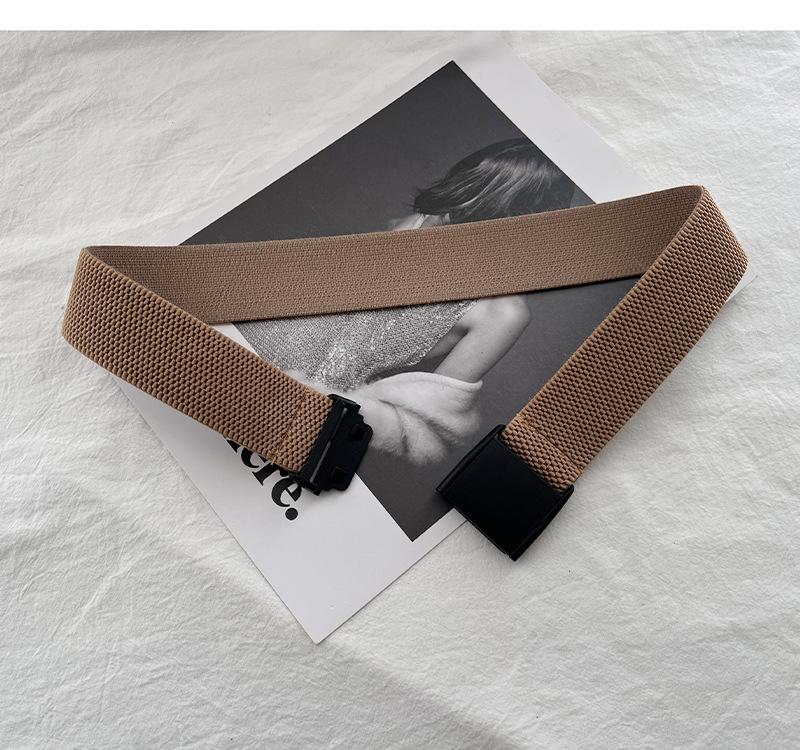 

Versatile Waist Elastic Belt For Women Featuring Stylish Plastic Fastener In Black Elegant Khaki,75cm