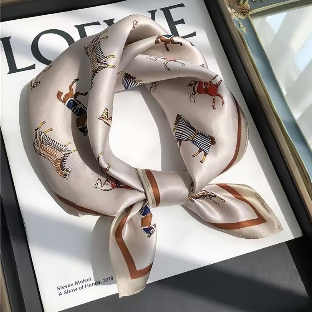 White Blue 100% Mulberry Silk Small Square Scarf Women Spring Fall Summer Hair Scarf Elegant Paisley Neck Scarves Neckerchief