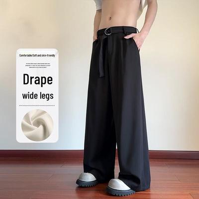 VUUG Men's Flowy Wide-Leg Casual Trousers