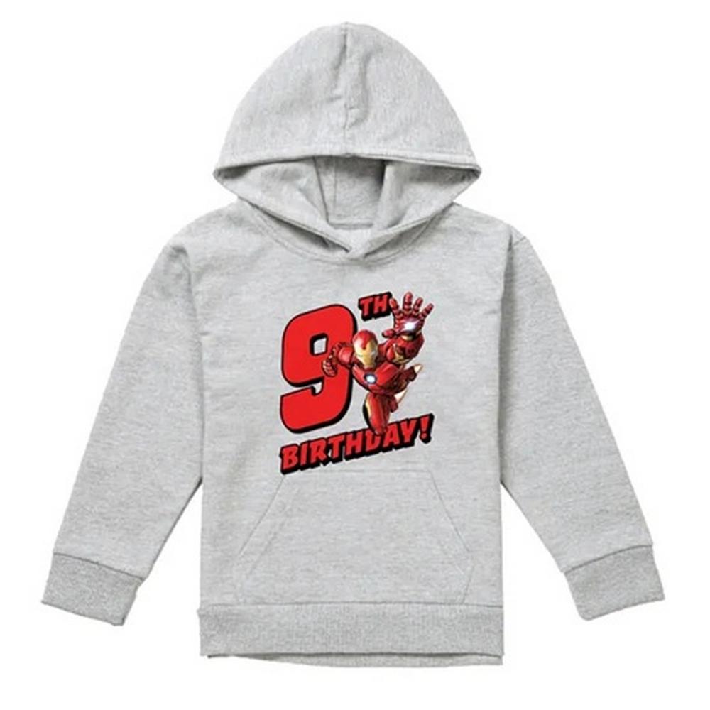 Marvel Childrens/Kids Iron Man Heather 9th Birthday Hoodie
