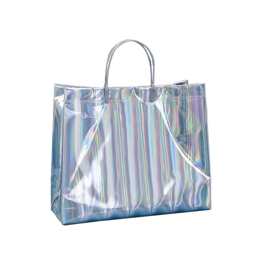 Neue Handheld-Geschenkverpackungstasche Wasserdichte Handtasche mit großem Fassungsvermögen PVC-Laser-Tote Bekleidungsgeschäft