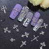 Minimalist Cross Nail Alloy Charms 30Pcs Box White K Diamond Metal Nail Accessories for DIY Nail Art Design