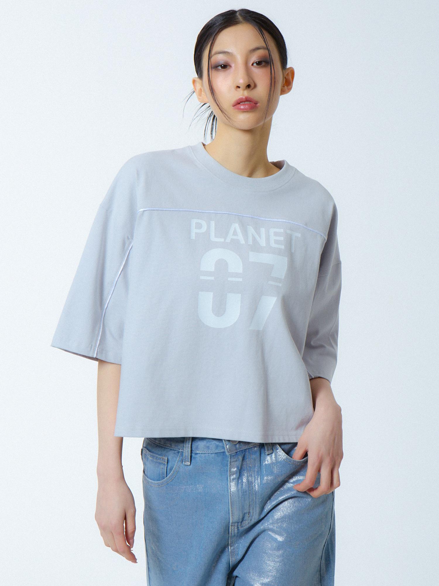 Unknown Planet Piping Loose Fit Crop Top Gray Gray/Free