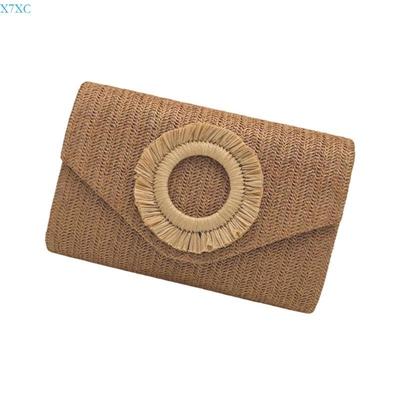 X7XC Crossbody Bag Summer Beach Shoulder Bag Straw Clutch Purse Woven Evening Handbag
