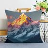 Sunset Snow Mountain Print Decorative Pillowcase Bedroom Living Room Square Cushion Pillowcase