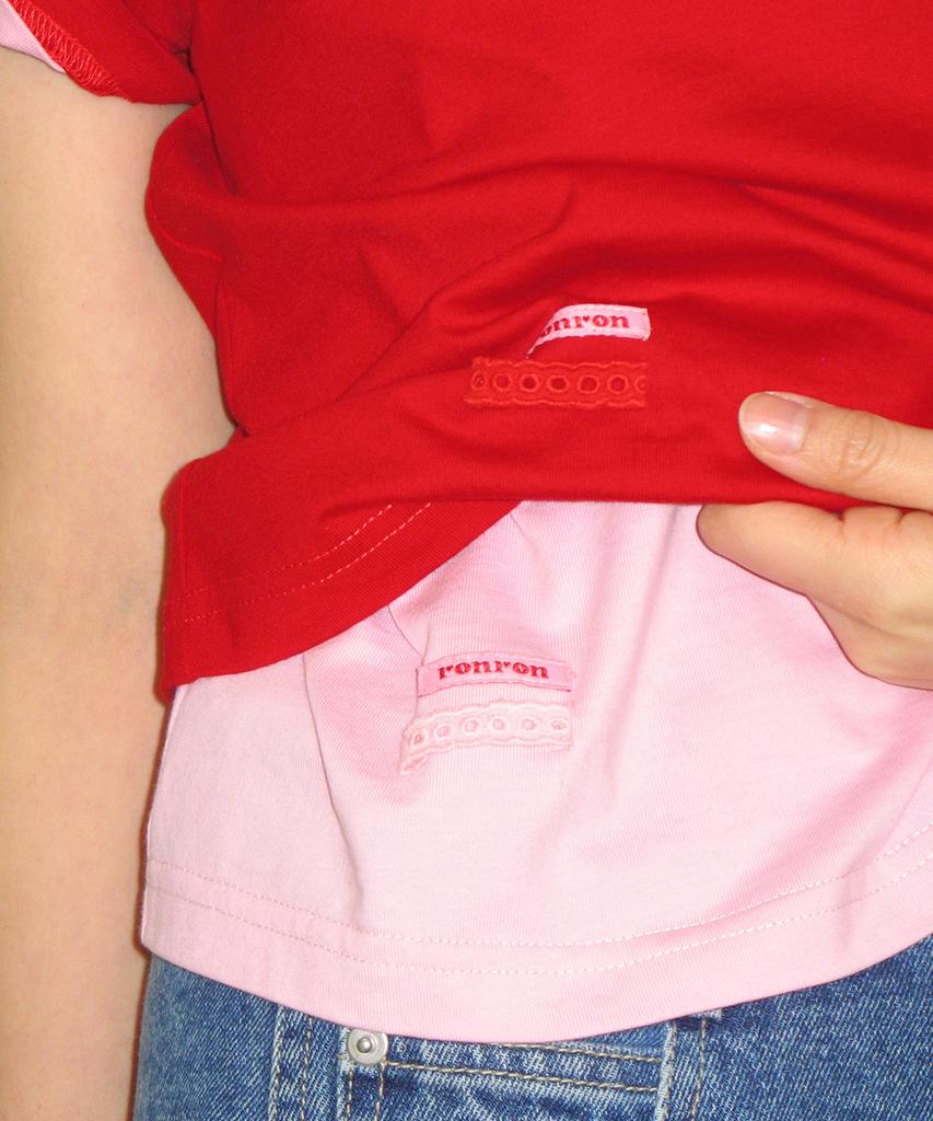 RONRON Mini Label Crop Short Sleeve Red