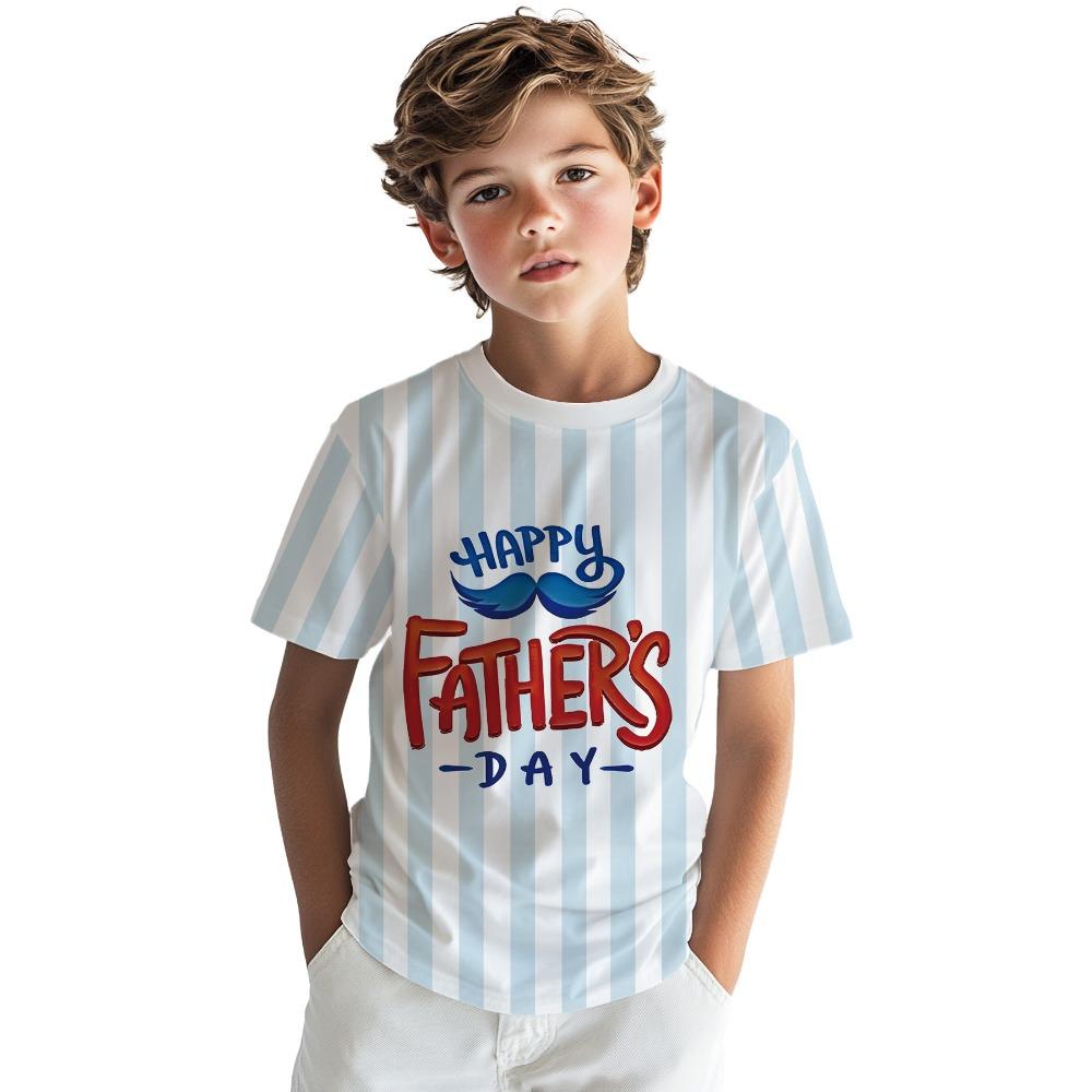 

Striped Boys T-Shirt Digital Printed Round Neck Short Sleeve Comfortable and Versatile Top 100