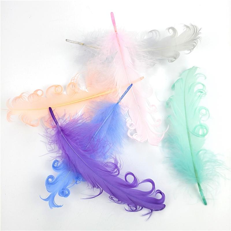 20Pcs Colored Spiral Goose Feathers for Crafts 12-18cm Dream Catcher Feather Artificial Decoration DIY Wedding Party Accessories