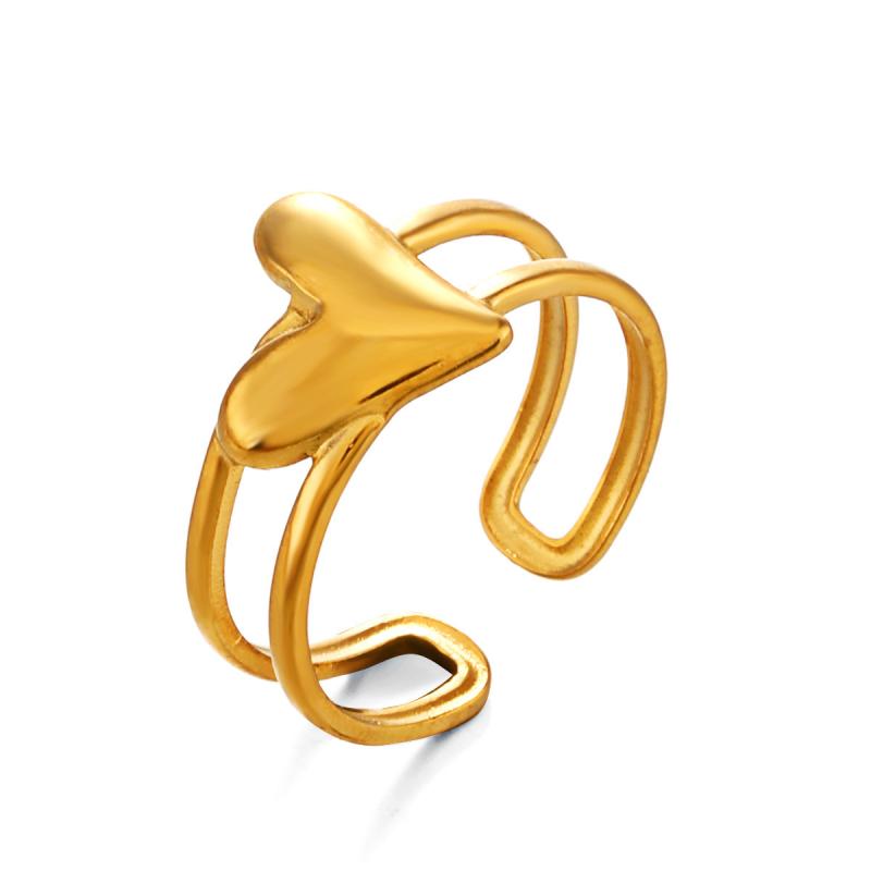 Romantic Stainless Steel Love Heart Opening Rings for Women Men Classic Double Layer Rings Fashion Valentine's Day Jewelry Gifts