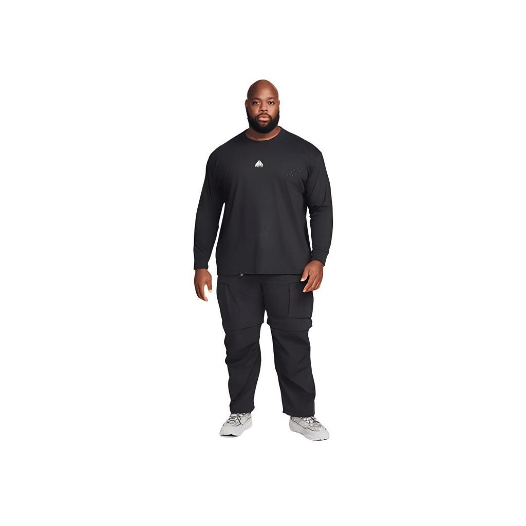 Nike ACG Embroidered Logo Ribbed Crew Neck Long Sleeve T-Shirt Men Tops Black DR7753-011