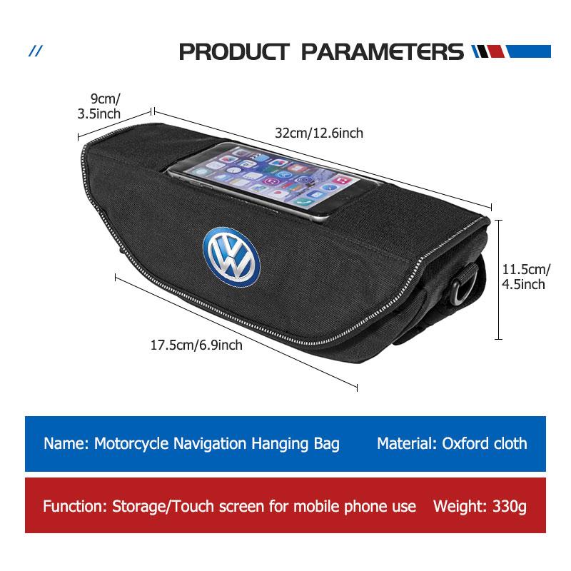 WET1 Motorcycle Handlebar Bag Storage Handle Bar Bag Travel Tool Bags For Volkswagen VW Scirocco Jetta Beetle Golf 4 5 6 Passat Polo