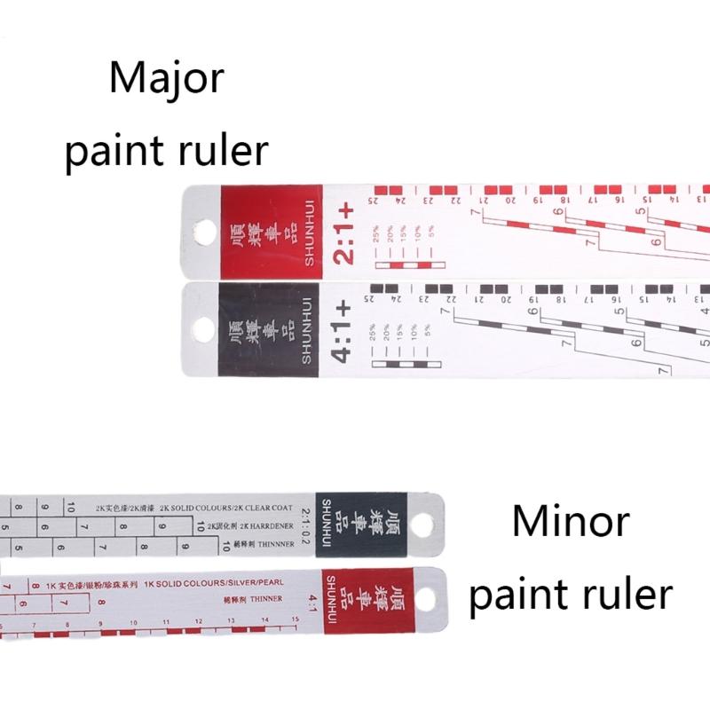 Standard Paint Ruler Paint Mixing Tool Ruler Paint Tool Black/R-ed Suitable for Cars Steel Ruler Paint Tool