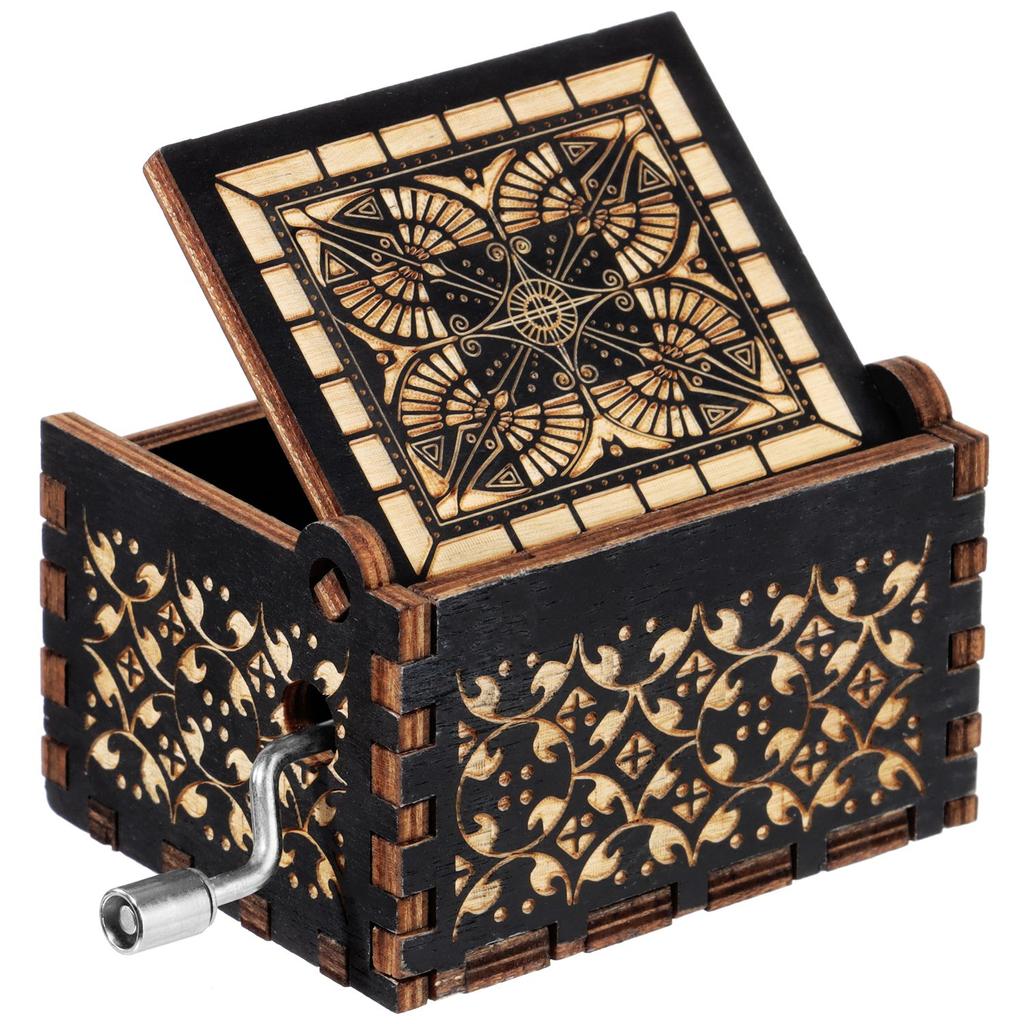 Wooden Birthday Musical Boxes You Are My Sunshine Music Box Hand-Cranked Black Laser Engraved