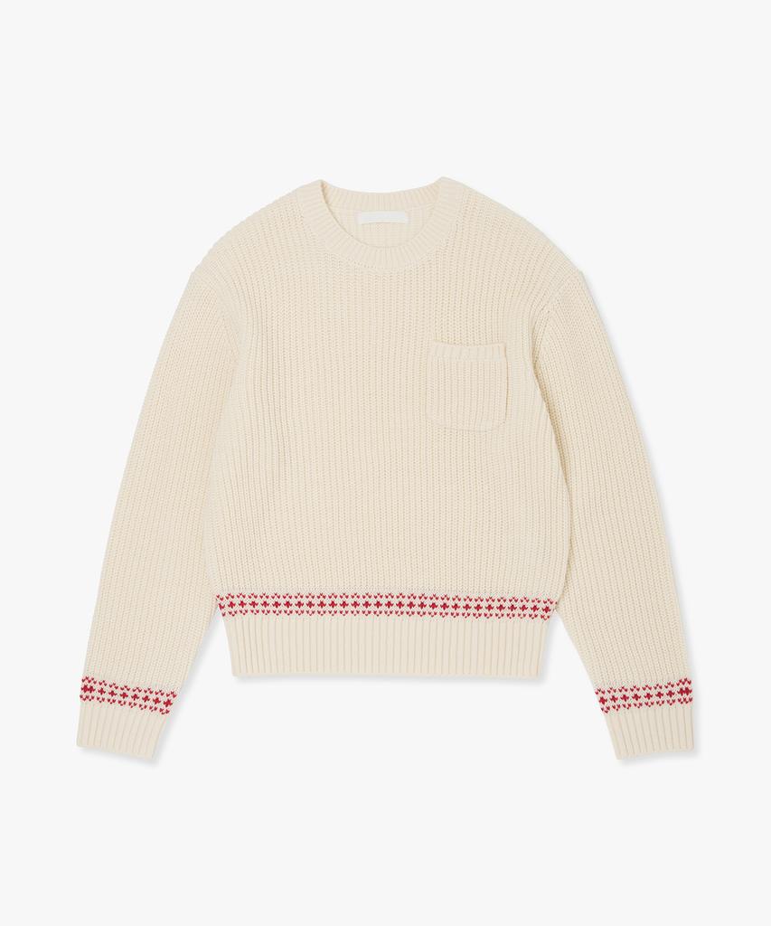PLAC WOMEN Pocket Detail Contrast Pullover Ivory