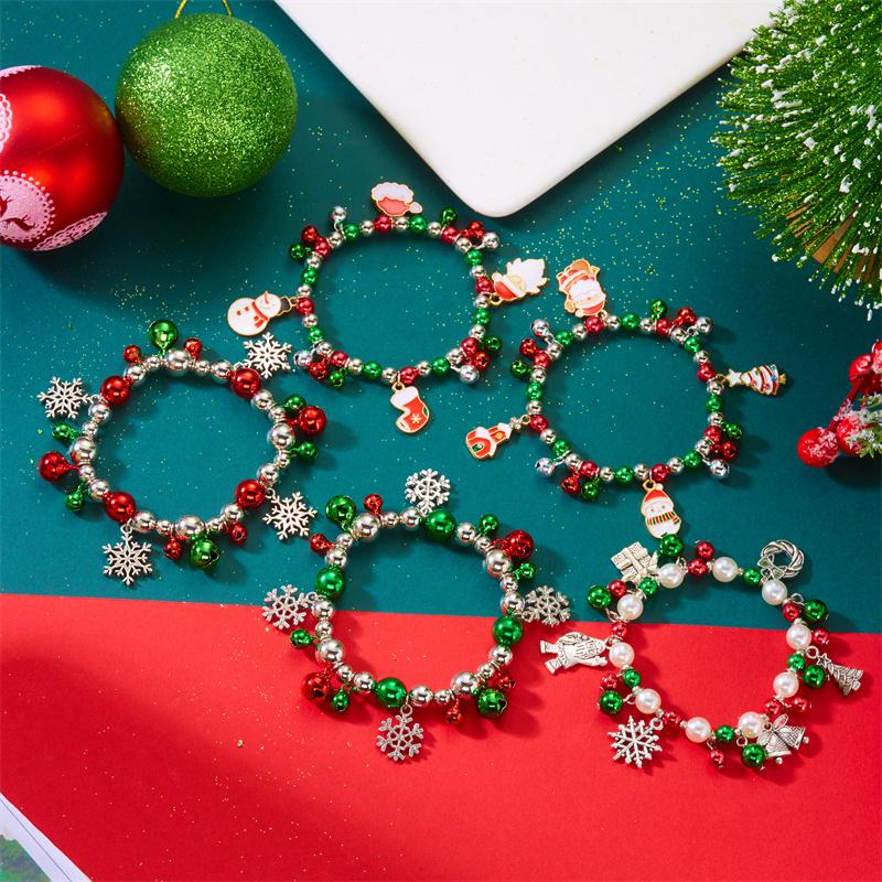 Fashion Christmas Tree Bracelet for Women Men Snowman Santa Claus Xmas Snowflake Colorful New Year Festival Party Jewelry Gift