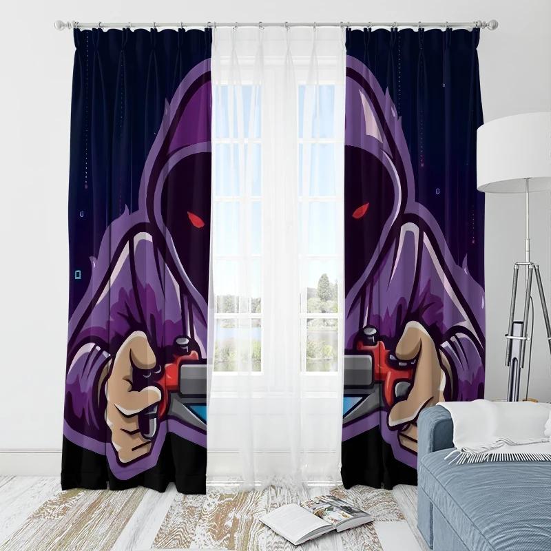 2 pieces of Hacker portrait printed curtains   pole bag curtains 30*65   home decoration   room decoration