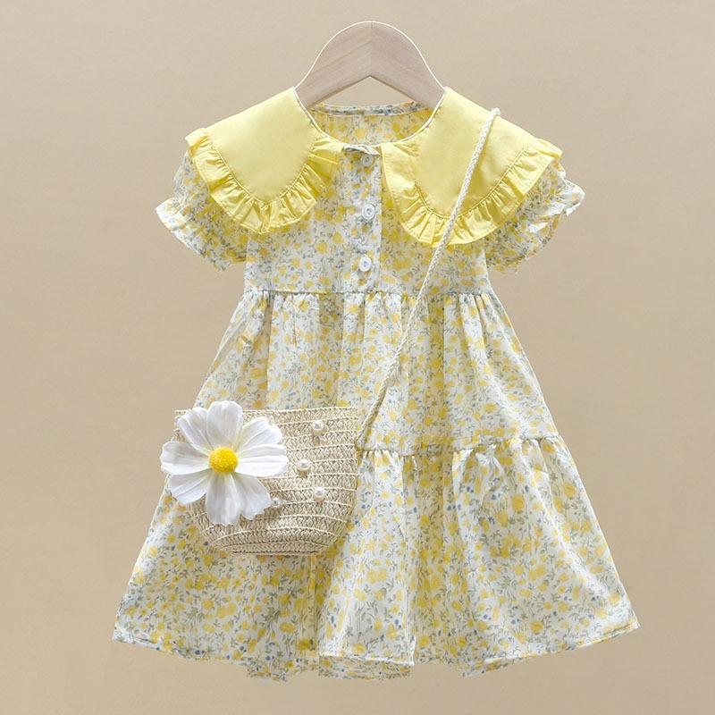 Girls' Summer Western Style Dress, Baby Floral Dress, Summer Dress, 3-year-old Girl, Princess Dress