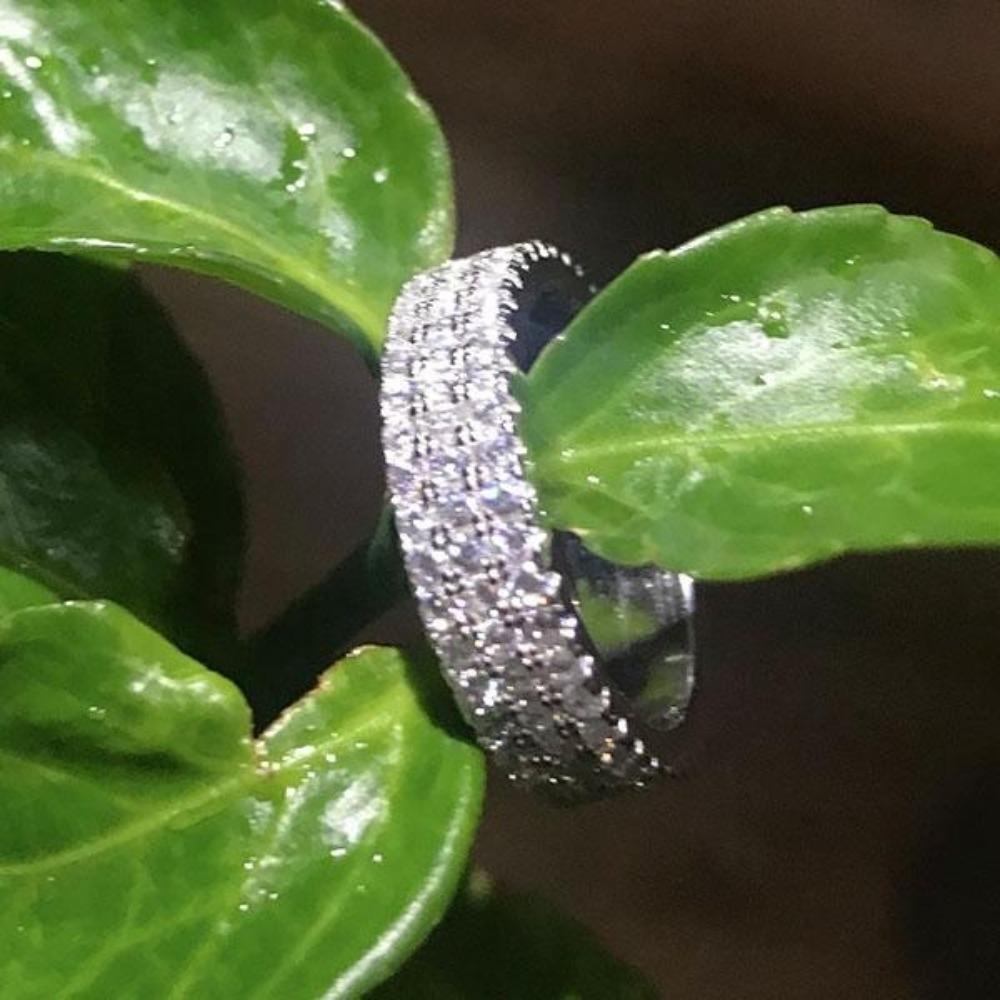 3A Zircon Rings for Women Full Circle Triple Layer Sparkling Engagement Band Stackable Ring Trendy Wedding Jewelry
