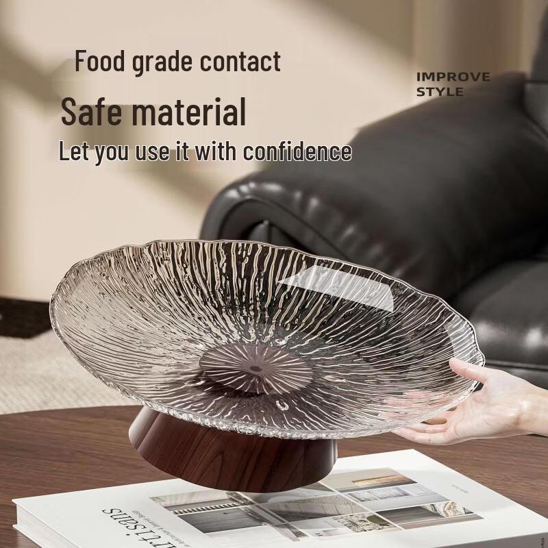 KANGMO Faux Wood Retro High-Legged Serving Plate