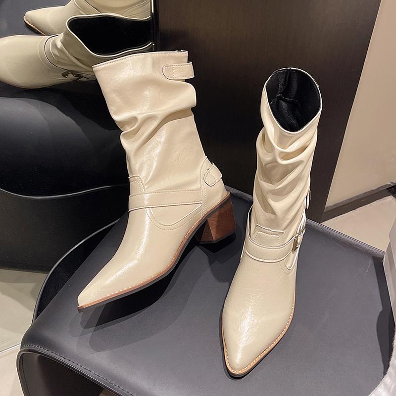 Fashion Boots Women New 2025 Buckle Autumn Footwear Luxury Designer Female Shoes Pointed Toe Fashion Ladies Chelsea Boots Plus Size 42