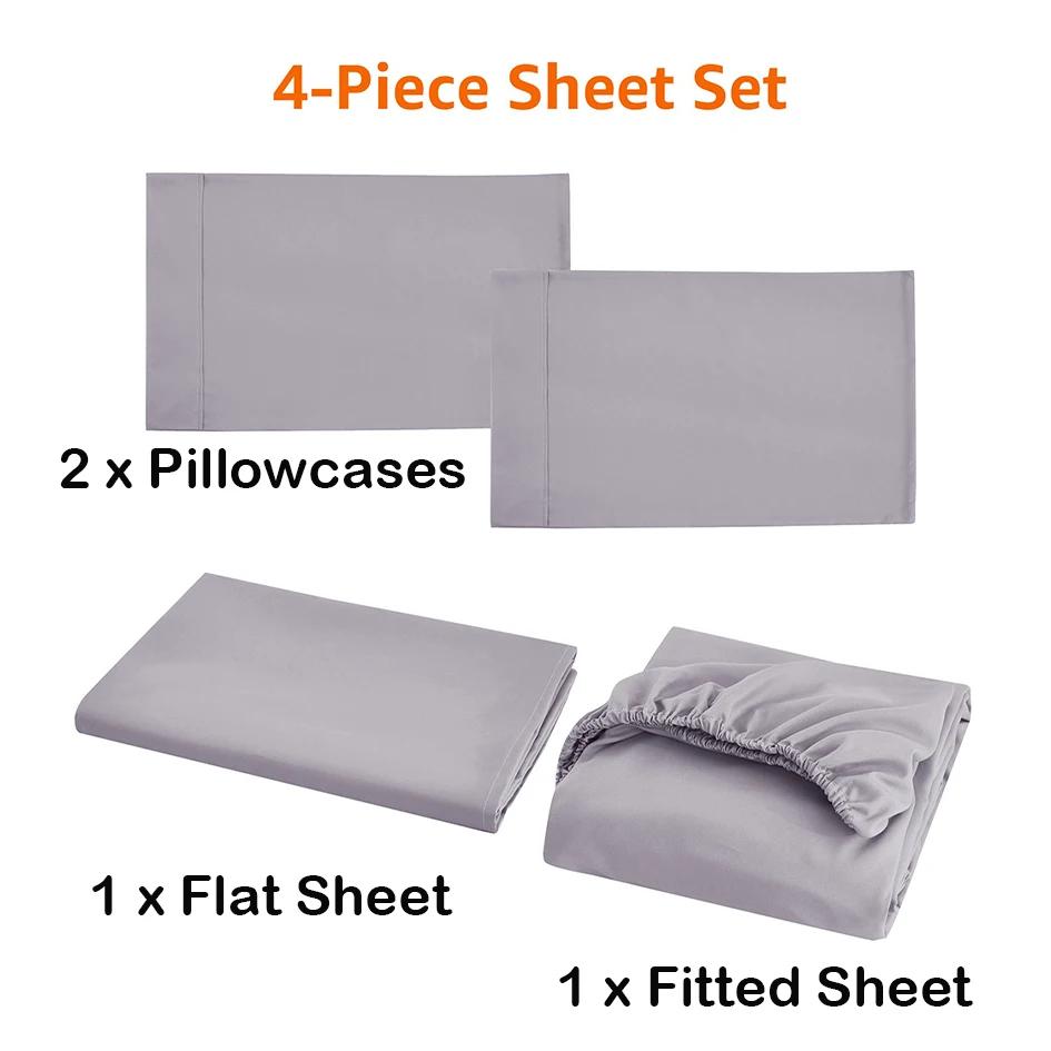 Bed linen set Full sheet sets mattress cover flat sheet fitted sheet pillowcases Solid Bedding Double Twin Full Queen King Size