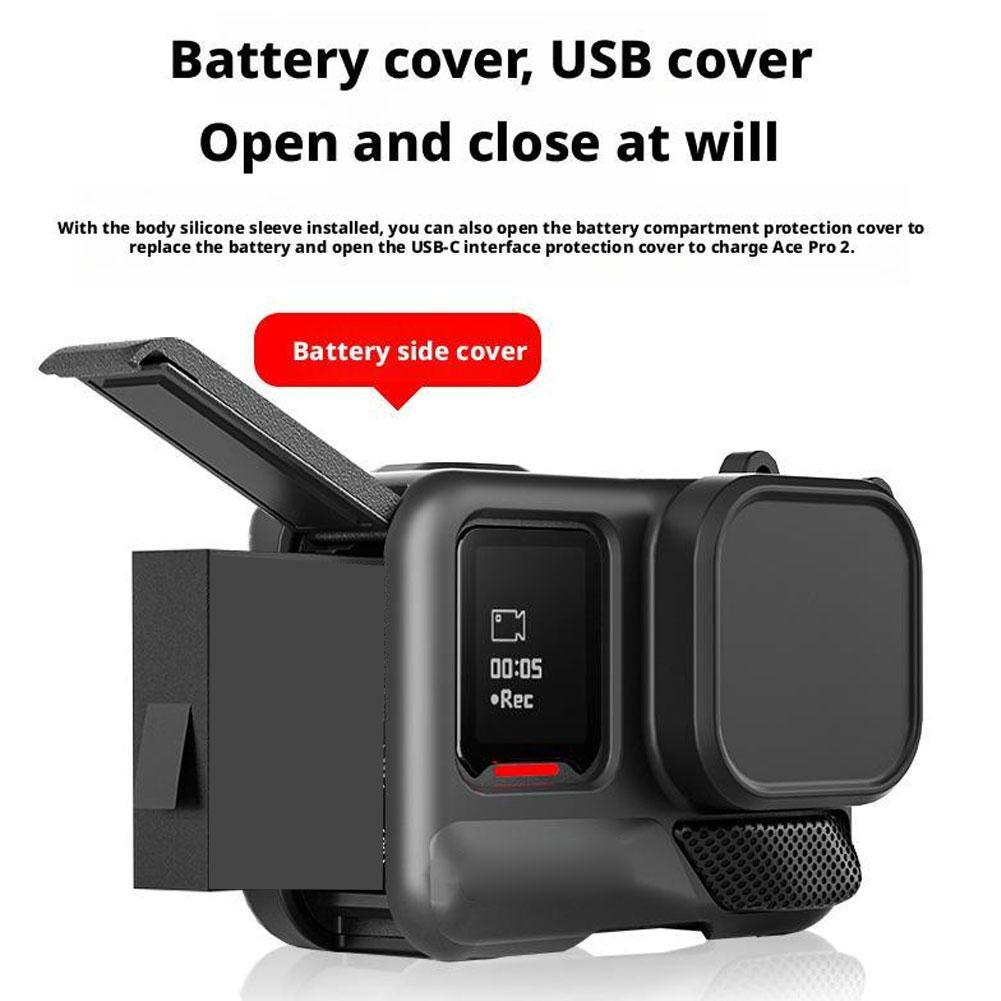 Silicone Case for Insta360 Ace Pro 2,Protective Cover with Silicone Lens Cover for Insta360 Ace Pro2 (Black)