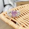 Sweet Full Diamond Pink Love Zir*****Pen Ring Color Treasure Niche Light Luxury High Sense Stacking Wearing Personalized Ring Woman