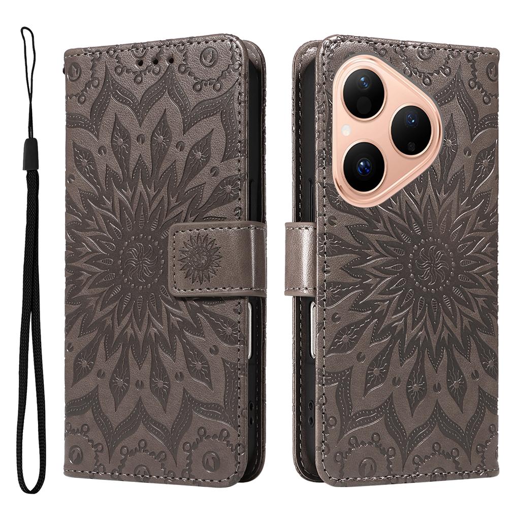 For Huawei Pura 80 Leather Wallet Case Sunflower Imprinted Phone Cover