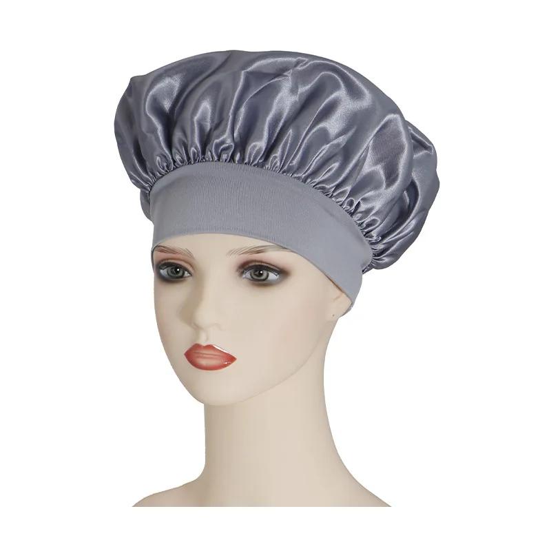 Jedwabisty satynowy podszyty czepek duży satynowy czepek na włosy czapka do spania pozostaje na głowie całą noc okrycie na włosy turban slouchy beanie na kręcone włosy