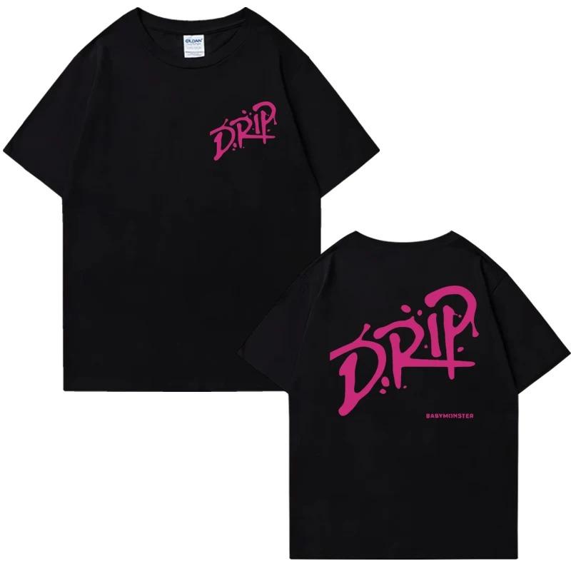 

Babymonster Drip Album Світовий Тур 2026 Двосторонній Принт Футболки з Коротким Рукавом Чоловіки Жінки Бавовна Чорні Топи Унісекс Футболка M коричневий