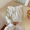 Hand Carry Fashionable Pleated Small Square Bag Women's 2025 Spring New Korean Version Simple Shoulder Bag High-end Bucket Women's Bag