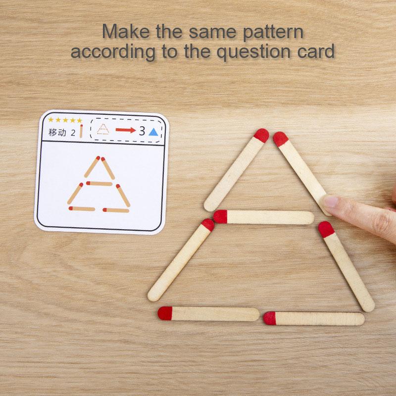 Montessori Matches Puzzles Game Wooden Toys Diy Math Geometry Board Game Logic Thinking Match Training Educational Toys For Kids