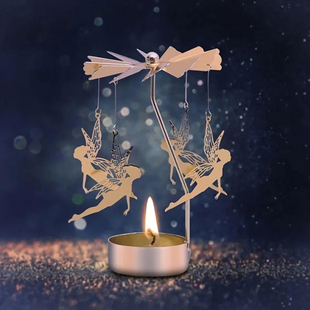 Rotating Mechanism Rotating Candle Holder Metal Transfer Windmill Spinner Carousel  Holiday Decor