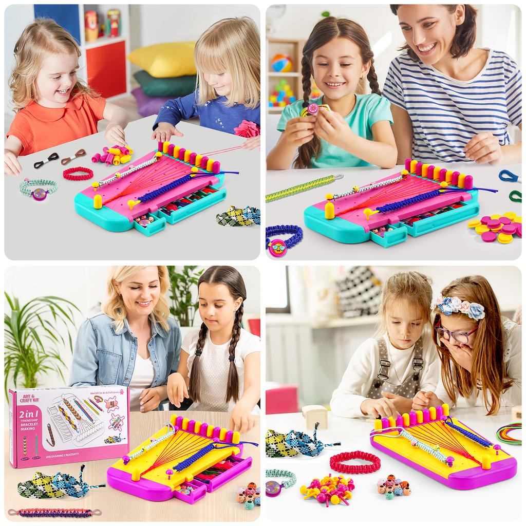 Girl Friendship Hand Rope Weaver Handmade DIY Elastic Bracelet Set Headrope Making Party Supplies Children's Puzzle Toys Gifts
