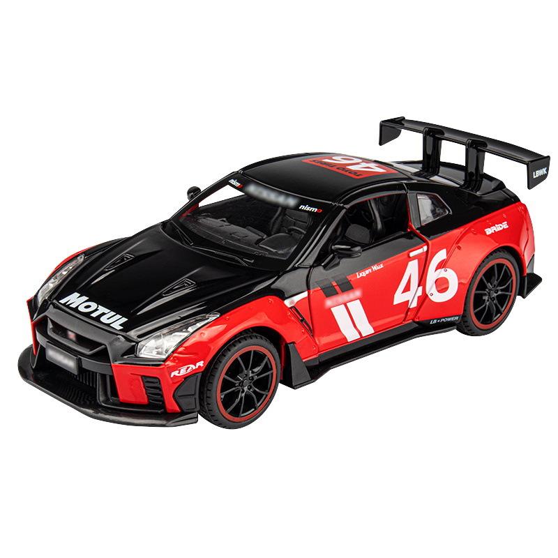 

1/22 Nissan GTR Alloy Model Car Diecast Metal Toy Car Sound & Light Children Boys Toys Vehicle Collection Gifts A594 червоний