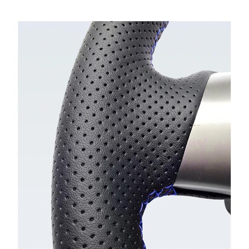 Черный противоскользящий чехол на руль из искусственной кожи — фото 5