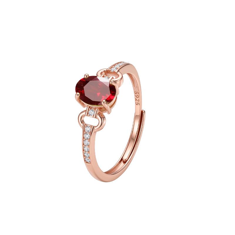 Color Treasure Ring S925 Sterling Silver Horse Buckle Design Natural Topaz Garnet Peridot Light Luxury Living Ring