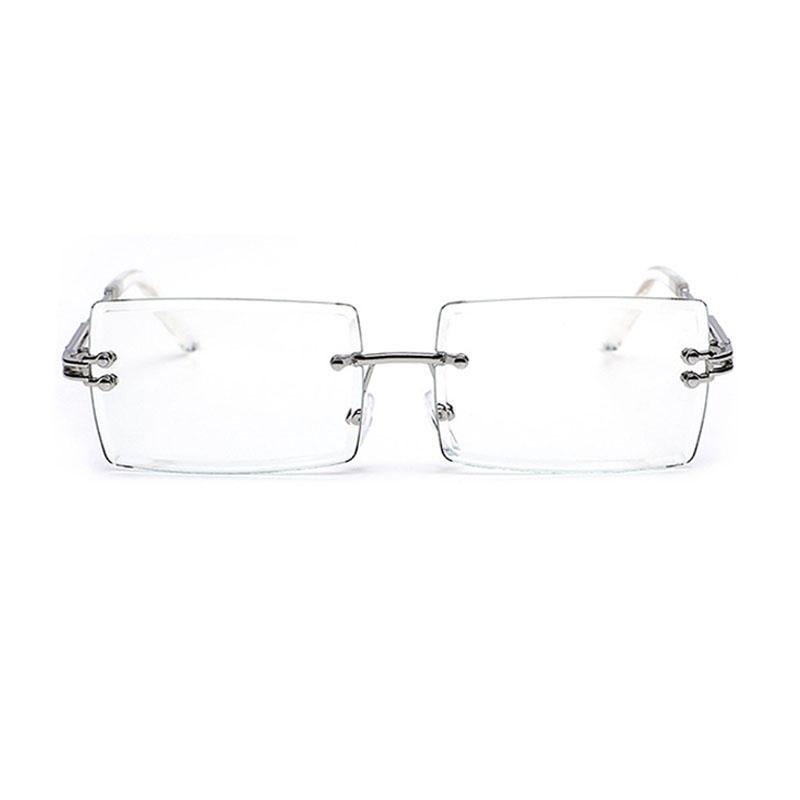 2 Pack Men's Metal Rimless Yuppie Casual Fashion Glasses With Flat Lens, Ideal Choice For Gifts