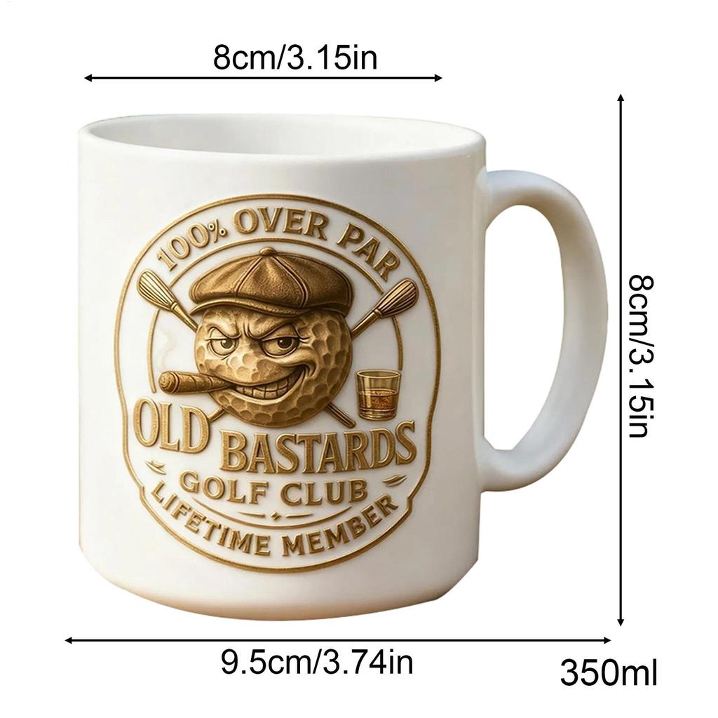 Golf Mug Funny 350ml Ceramic Beverage Container Tea Mug With Handle For Golfers Club Members Tournament Course Office Home