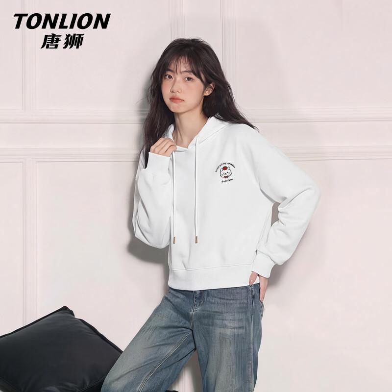 

TonLion Women s Apple Cat Graphic Short Hooded Sweatshirt S