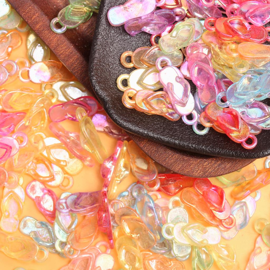 Creative Phone Chain Making Beaded Material Acrylic Beads 30Pcs 8*22mm Craft Candy Color Handmade Material Slippers Shape DIY