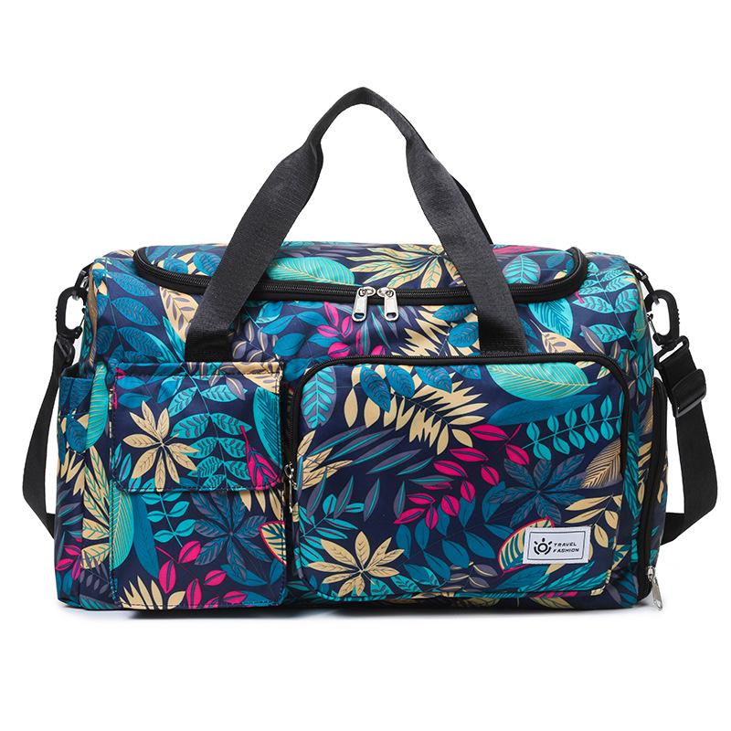 Summer new dry and wet separation printed fitness bag independent shoe compartment storage yoga bag short trip sports bag
