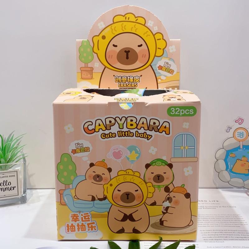 11pcs/lot Cartoon Capybara Eraser Cute Writing Drawing Pencil Erasers Stationery For Kids Gifts School Supplies Blinds Box
