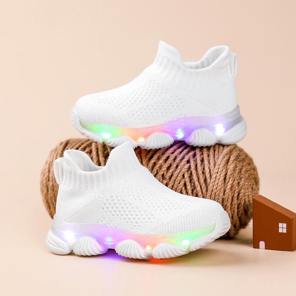 Pantofi Sport Cu Lumini pentru Copii, Tricotați Fly-Knit - Ultra-Ușori, Respirabili, Talpă Moale pentru Copii Mici