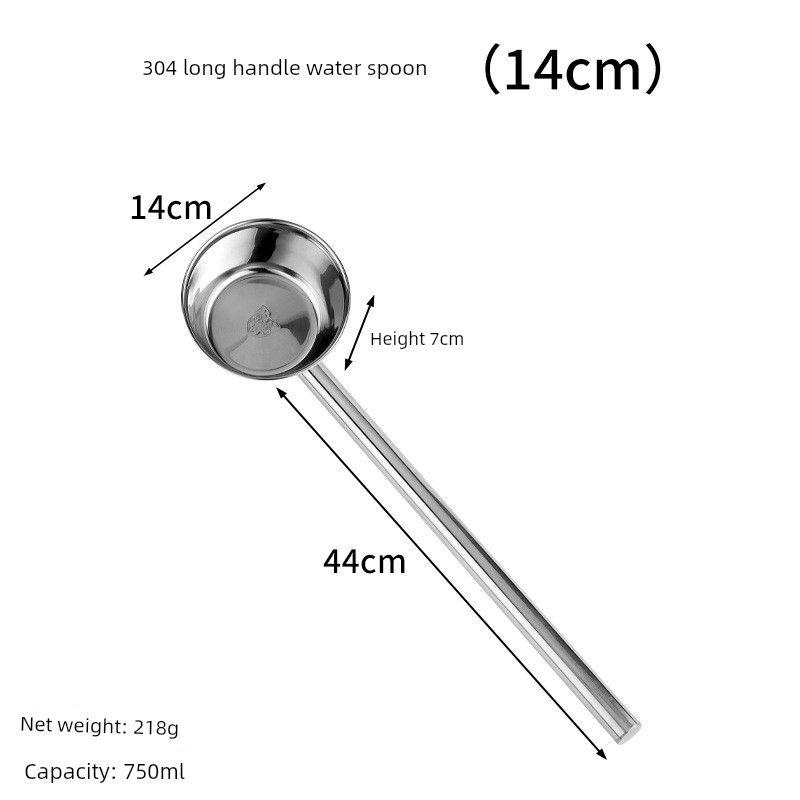 Stainless Steel Spoon, Extra Thick Water Ladle, Kitchen Long-Handled Water Spoon, Canteen Porridge Ladle, Large Soup Ladle, Soup Spoon, Water Ladle Long Handle Water Spoon (14cm)